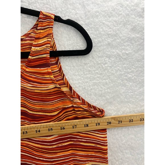Jones New York Womens Tank Top Yellow Orange Striped Sleeveless Stretch Silk 14 - Picture 3 of 6